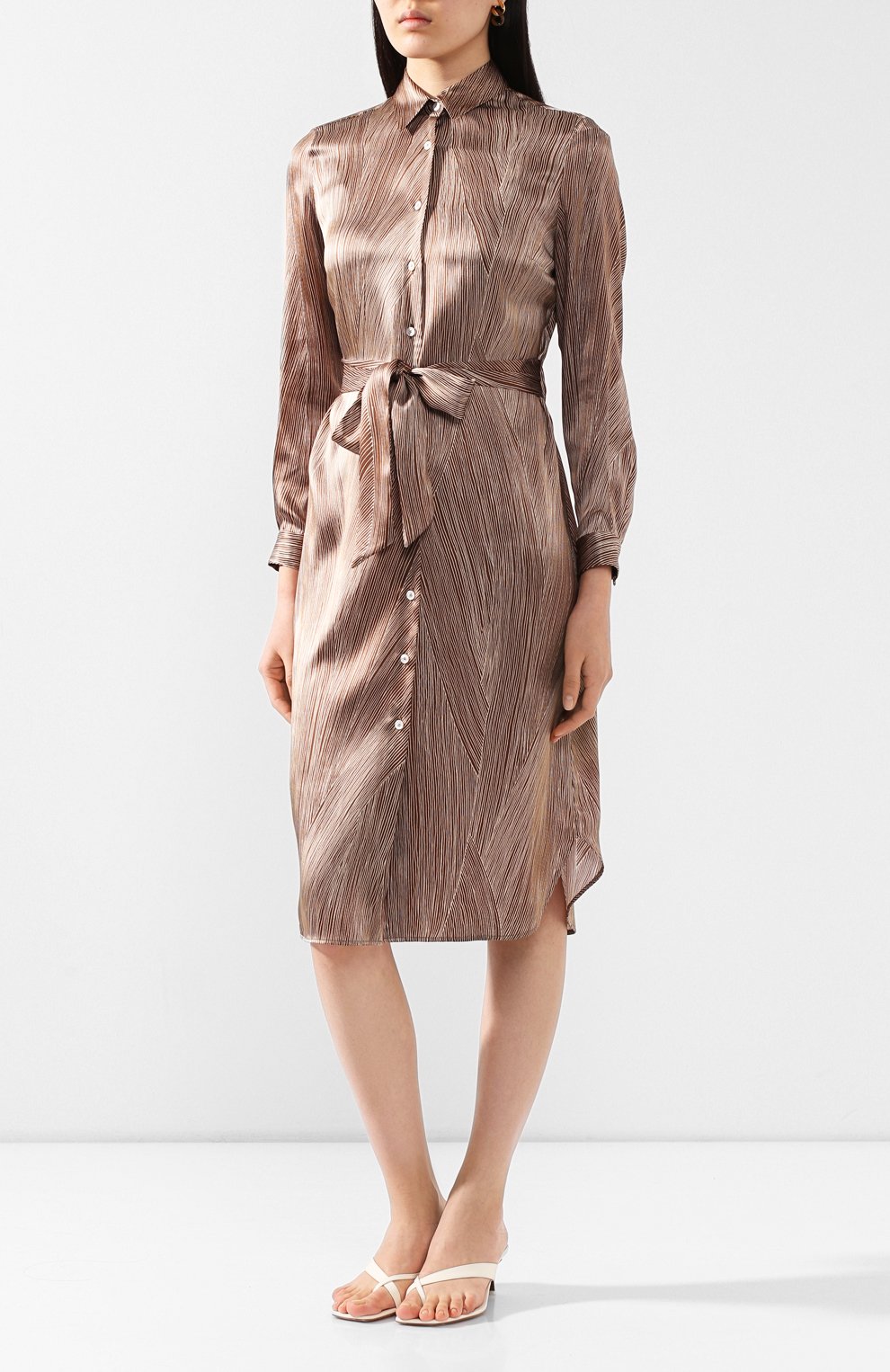 Шелковое платье KITON коричневого цвета по цене 129500 руб., арт. D49353K09S83, фото 3 Шелковое платье KITON, арт. D49353K09S83, фото 3