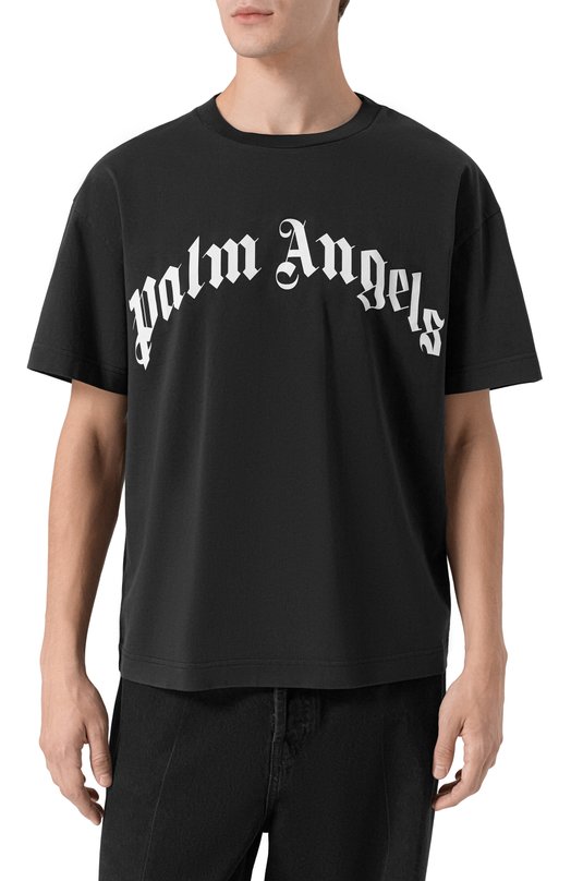 Хлопковая футболка Palm Angels PMAA109F25JER003 Чёрный  PMAA109F25JER003 Фото 3