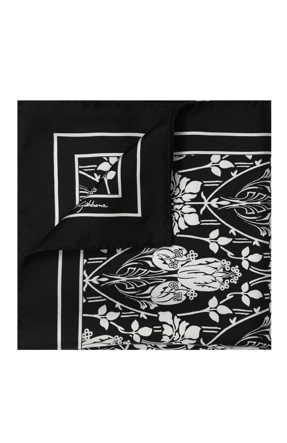 Шелковый платок DOLCE & GABBANA черно-белого цвета по цене 15600 руб., арт. GR412E/G0WKK, фото 1 Шелковый платок DOLCE & GABBANA, арт. GR412E/G0WKK, фото 1