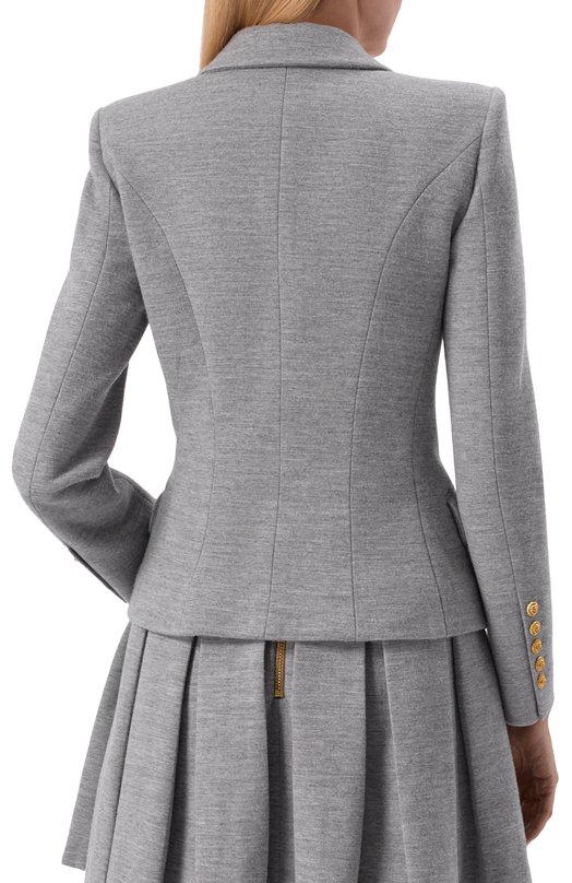 Жакет из шерсти и хлопка Balmain FF0SI505/JL17 Серый  FF0SI505/JL17 Фото 4