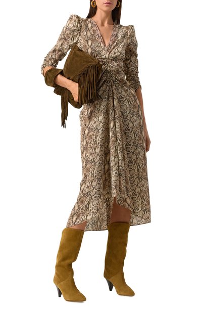 Шелковое платье ISABEL MARANT бежевого цвета по цене 146500 руб., арт. 25P/R00011FA-C1J05I, фото 2 Шелковое платье ISABEL MARANT, арт. 25P/R00011FA-C1J05I, фото 2