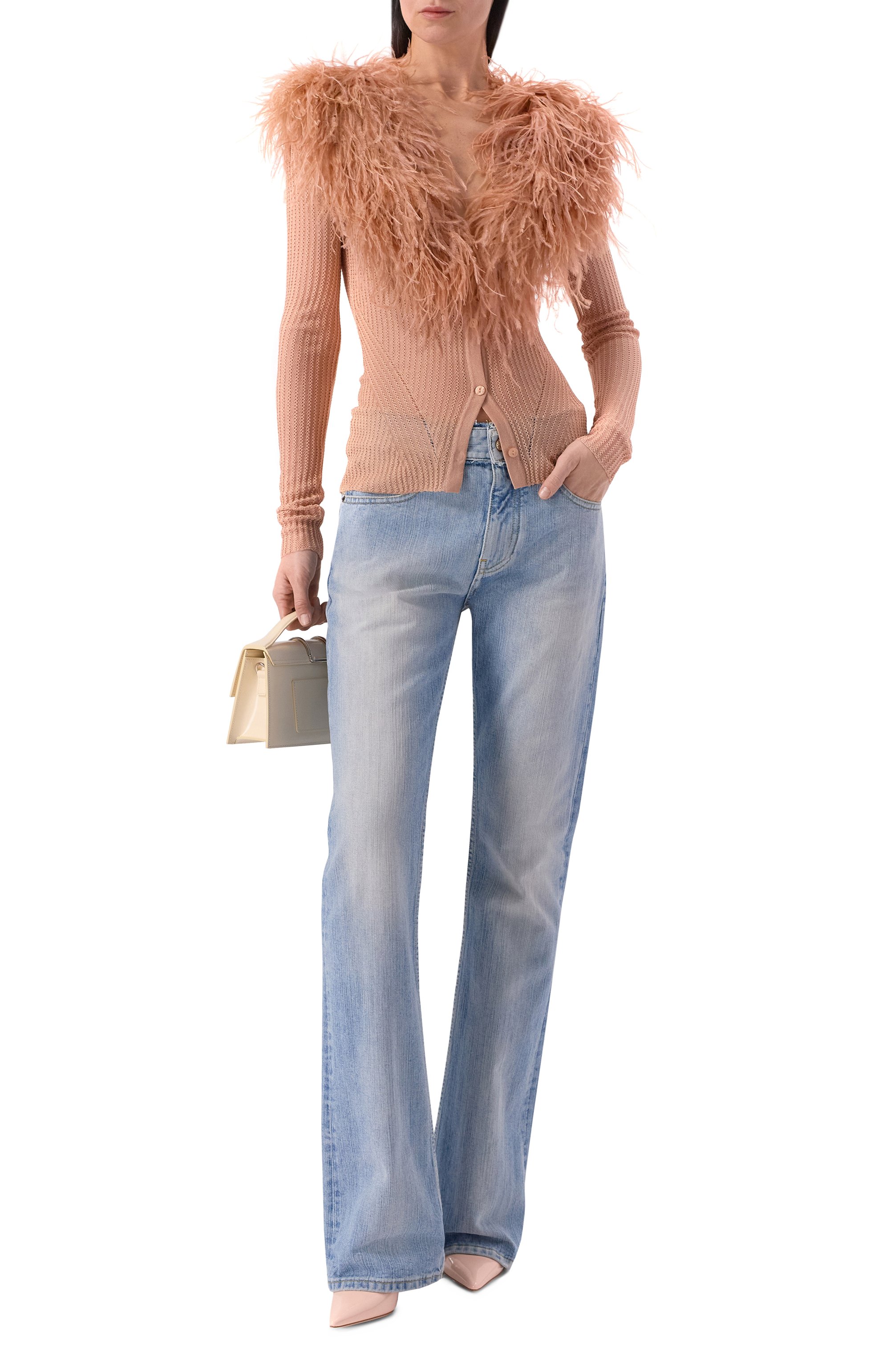 Кардиган с отделкой перьями страуса BLUMARINE, арт. 2M659A, фото 2