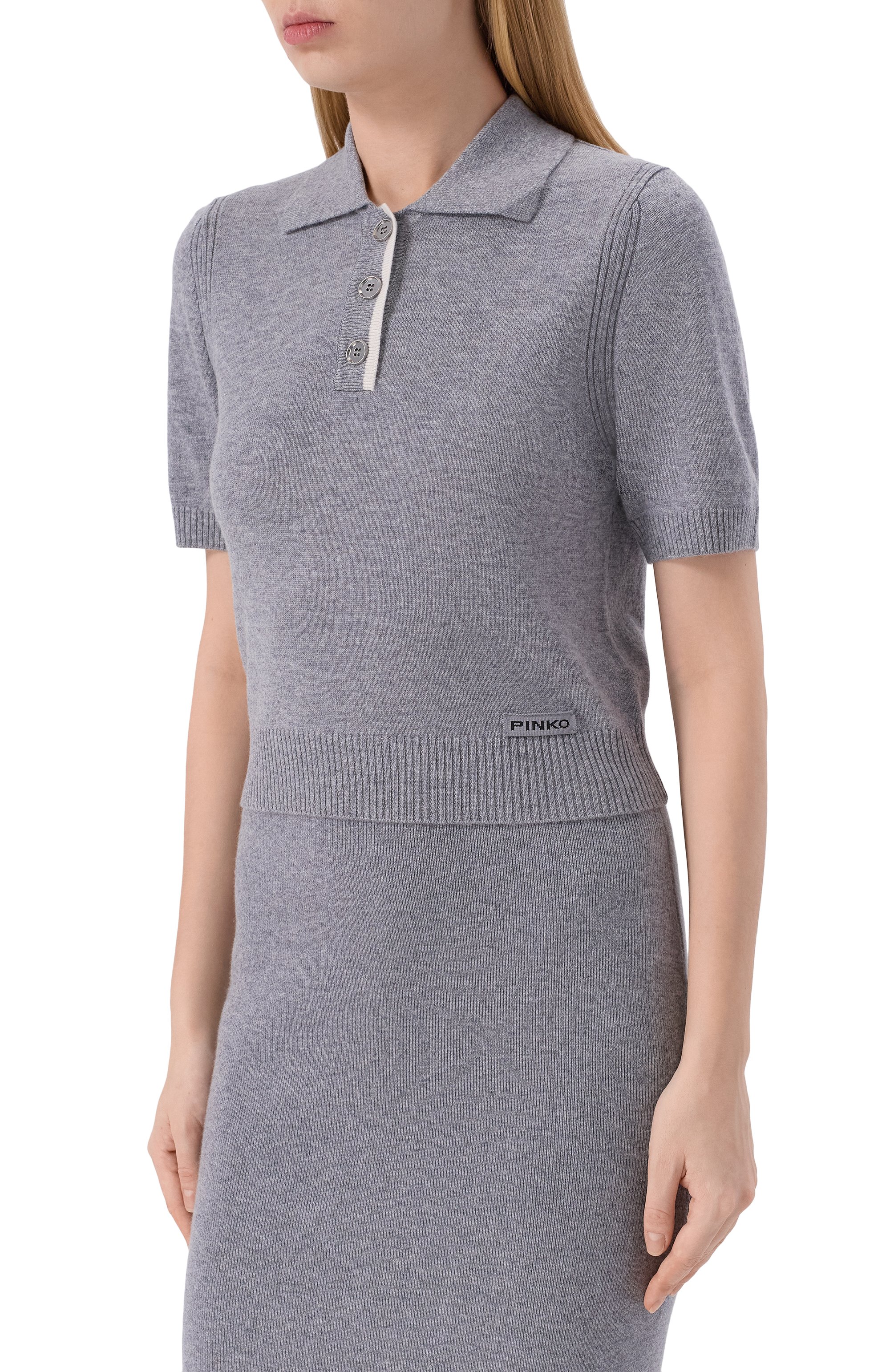 Поло из шерсти и кашемира PINKO серого цвета по цене 17700 руб., арт. 105450/A2Q9, фото 3 Поло из шерсти и кашемира PINKO, арт. 105450/A2Q9, фото 3