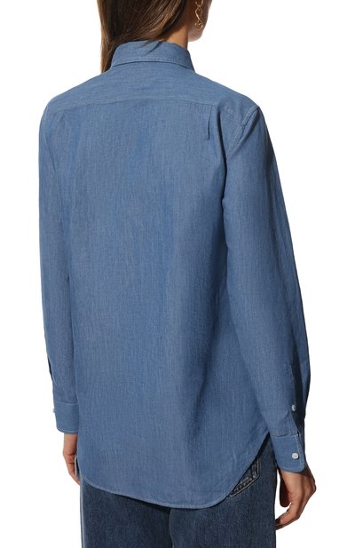 Блузка из хлопка и льна LORO PIANA синего цвета по цене 89950 руб., арт. FAM2000, фото 4 Блузка из хлопка и льна LORO PIANA, арт. FAM2000, фото 4