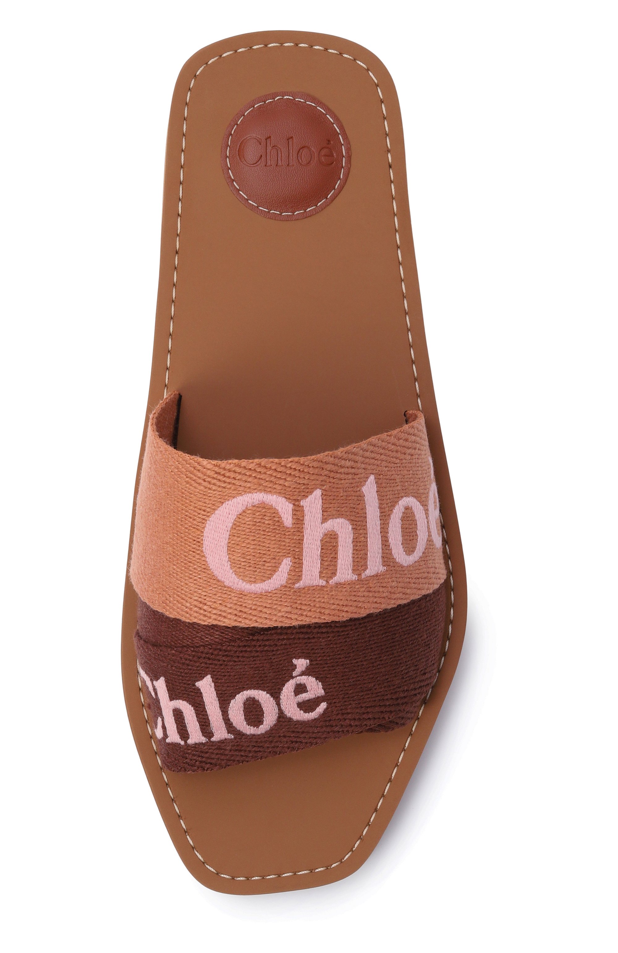 Текстильные шлепанцы woody CHLOÉ коричневого цвета по цене 55500 руб., арт. CHC23U188EF, фото 6 Текстильные шлепанцы woody CHLOÉ, арт. CHC23U188EF, фото 6