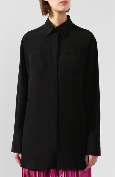 Шелковая рубашка GIVENCHY черного цвета по цене 120500 руб., арт. BW60BE10JX, фото 3 Шелковая рубашка GIVENCHY, арт. BW60BE10JX, фото 3
