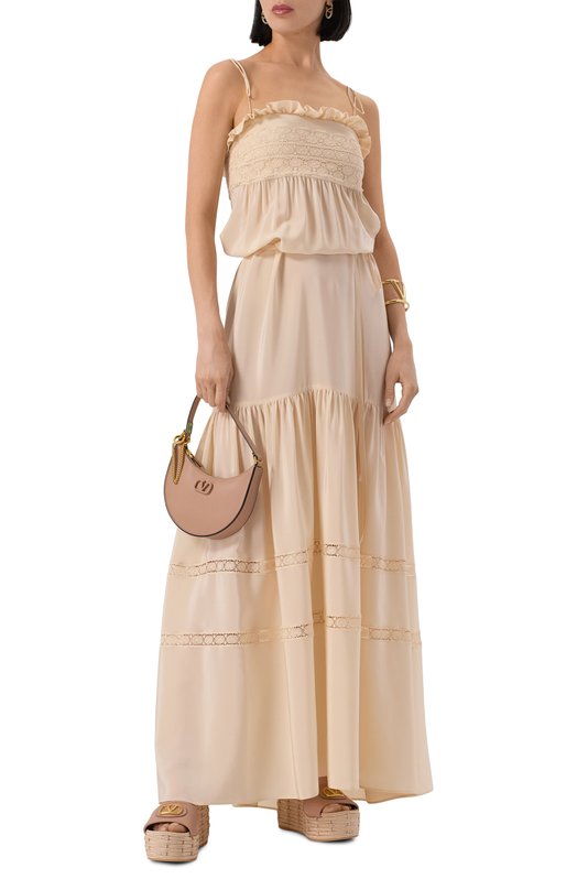 Кожаные босоножки VLogo Signature Valentino 6W0S0LY9/DTW Бежевый  6W0S0LY9/DTW Фото 2