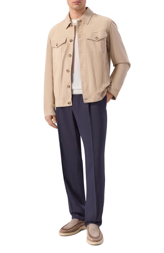 Брюки изо льна и шерсти BOSS Camel 50560851 Синий  50560851 Фото 2