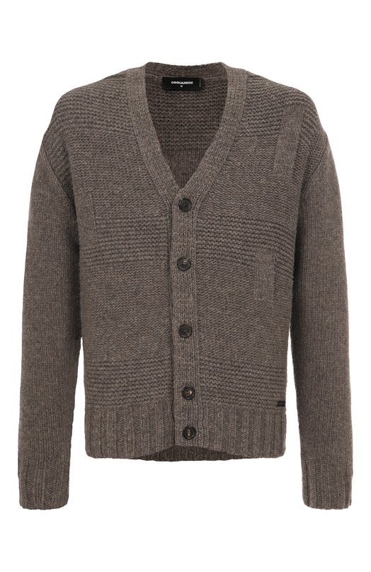 Шерстяной кардиган Dsquared2 S74HA1551/D13147 Коричневый S74HA1551/D13147