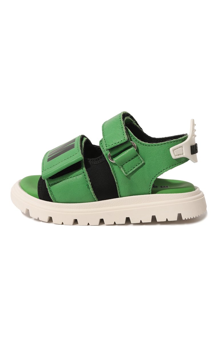Детские кожаные сандалии MSGM KIDS зеленого цвета, арт. 73998/36-40 | Фото 2 (Материал внутренний: Натуральная кожа; Материал сплава: Проставлено; Нос: Не проставлено)