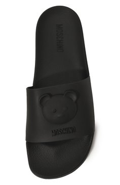 Мужские шлепанцы MOSCHINO черного цвета, арт. MB28532G1H/G15 | Фото 6 (Материал внешний: Экокожа; Материал сплава: Проставлено; Нос: Не проставлено)