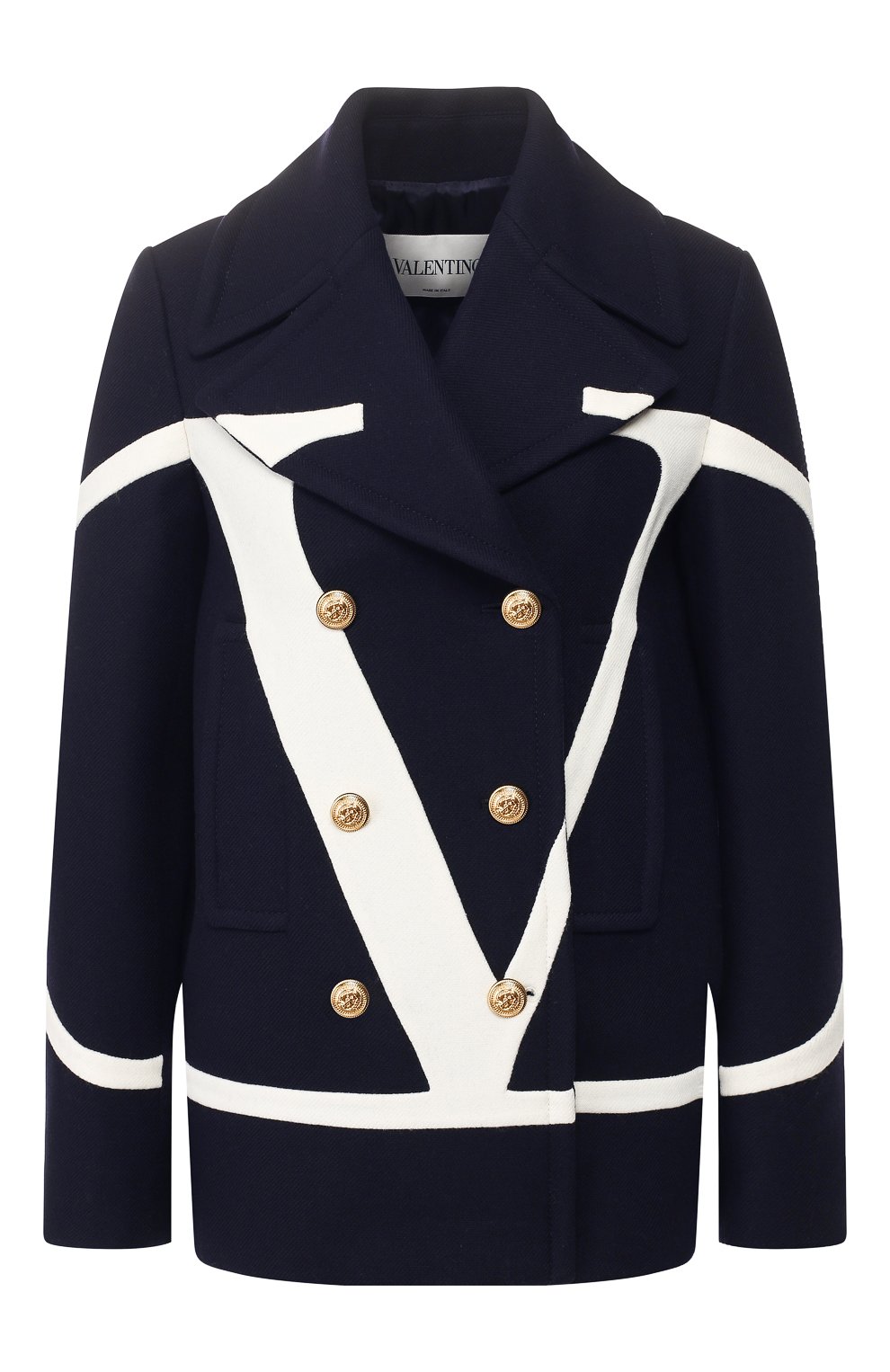 Шерстяное пальто VALENTINO темно-синего цвета по цене 423000 руб., арт. TB3CJ1B04G8, фото 1 Шерстяное пальто VALENTINO, арт. TB3CJ1B04G8, фото 1