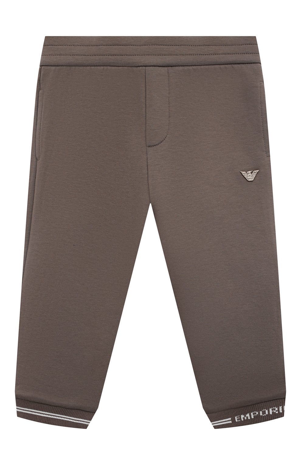 Хлопковые джоггеры EMPORIO ARMANI коричневого цвета по цене 13200 руб., арт. 6RHPJ6/1JHSZ, фото 1 Хлопковые джоггеры EMPORIO ARMANI, арт. 6RHPJ6/1JHSZ, фото 1