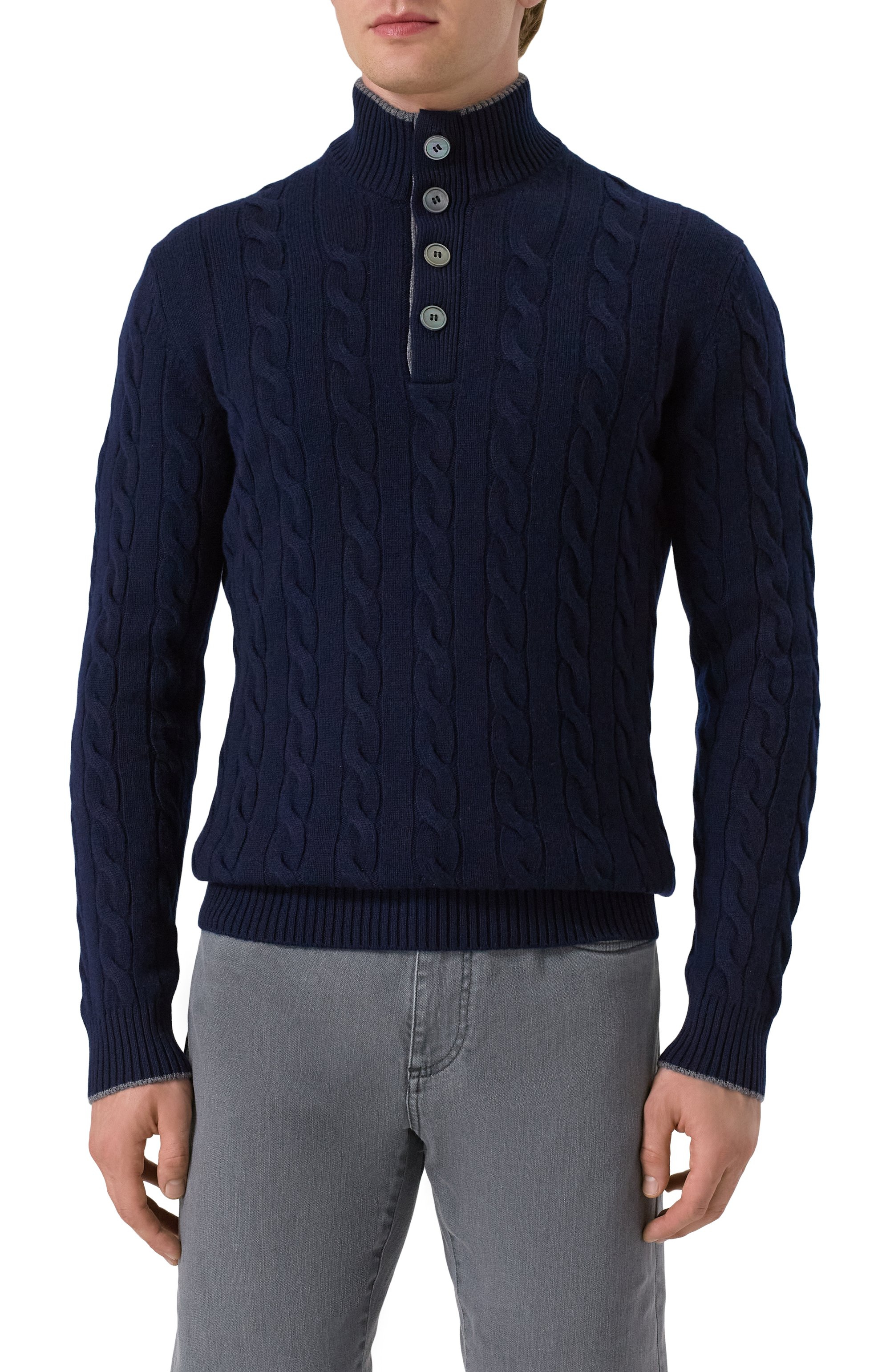 Кашемировый джемпер GRAN SASSO темно-синего цвета по цене 89250 руб., арт. 23151/15572, фото 3 Кашемировый джемпер GRAN SASSO, арт. 23151/15572, фото 3