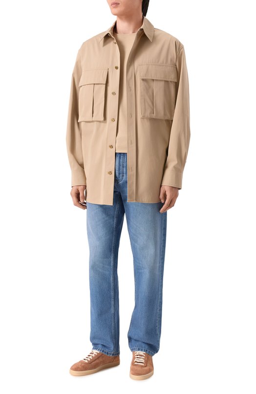 Футболка из шелка и хлопка Loro Piana FAF6128 Бежевый  FAF6128 Фото 2