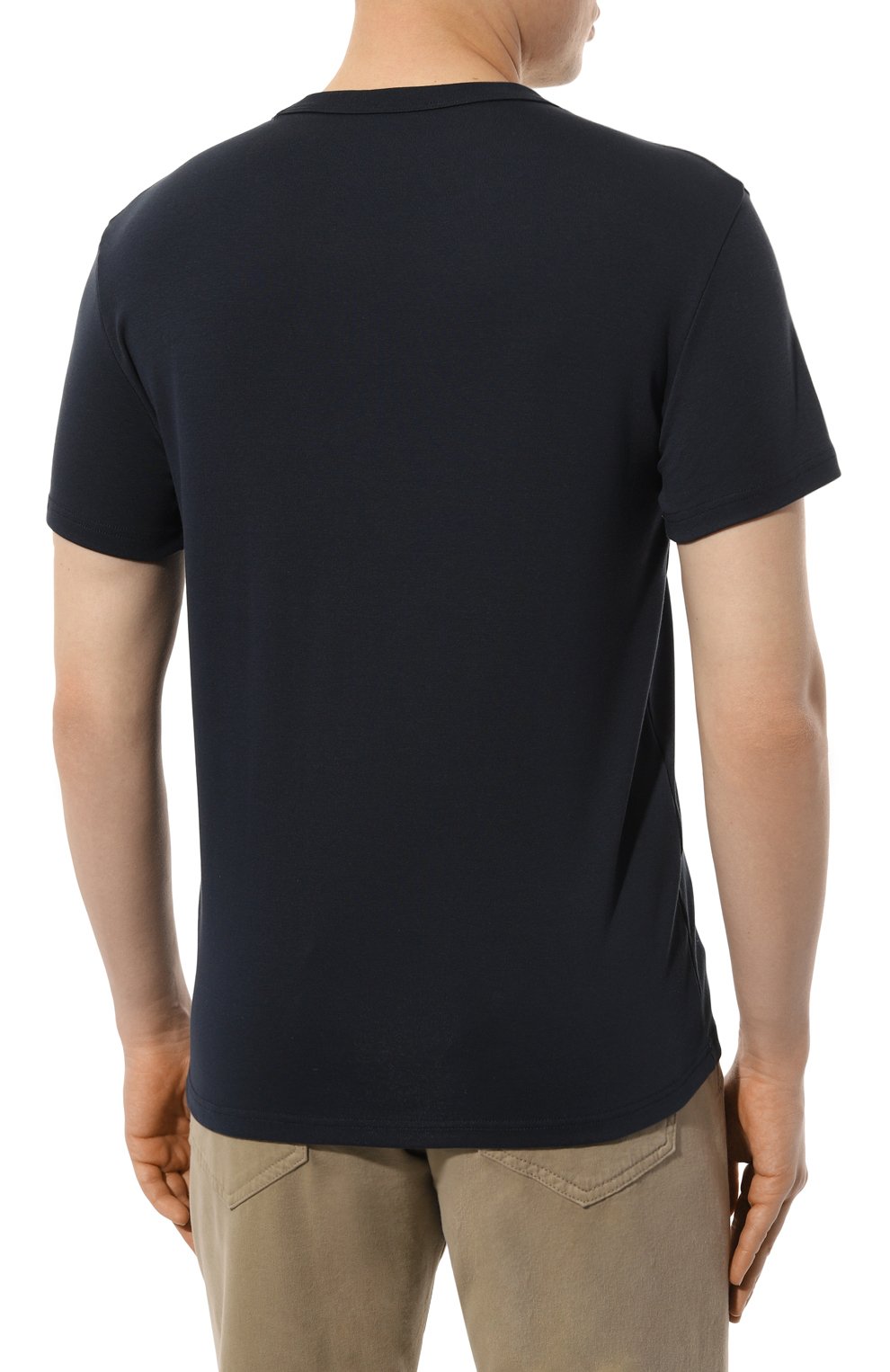 Хлопковая футболка KITON темно-синего цвета по цене 29950 руб., арт. UNWM008K0747D, фото 4 Хлопковая футболка KITON, арт. UNWM008K0747D, фото 4