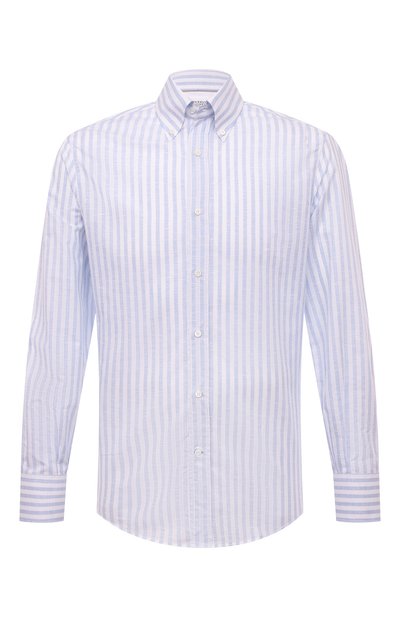 Рубашка из хлопка и льна BRUNELLO CUCINELLI, арт. MM6150038, фото 1