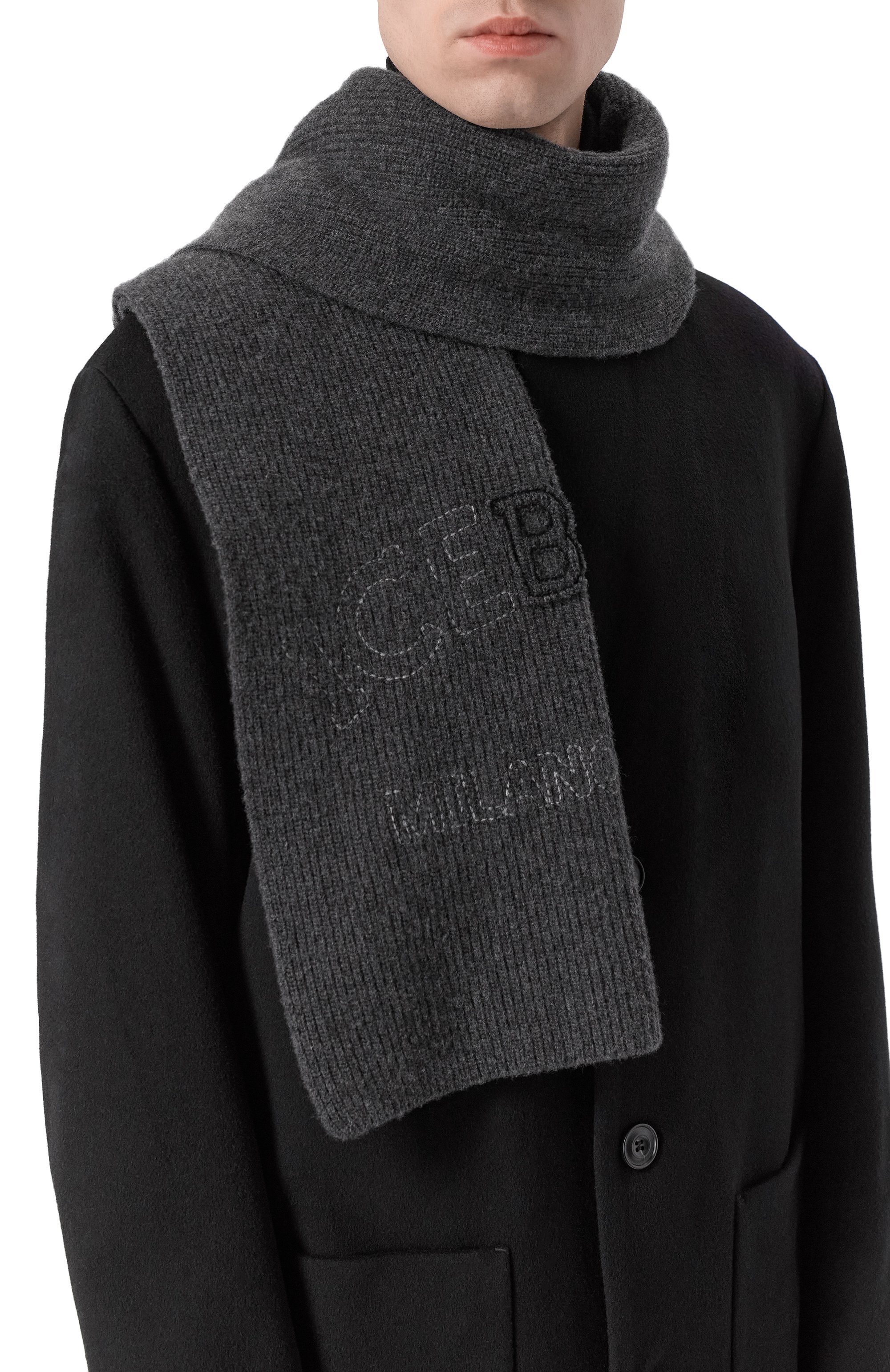 Шерстяной шарф ICEBERG темно-серого цвета по цене 23950 руб., арт. 3001/7077, фото 2 Шерстяной шарф ICEBERG, арт. 3001/7077, фото 2