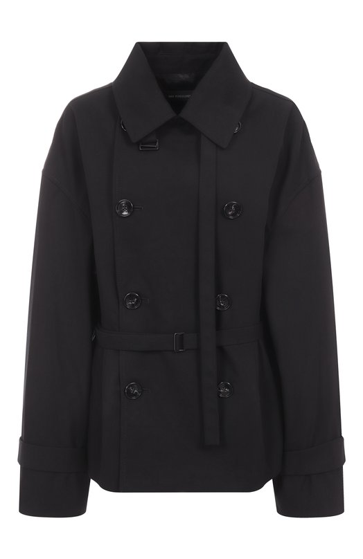 Хлопковый тренч Ann Demeulemeester B0013117/FA431 Чёрный B0013117/FA431