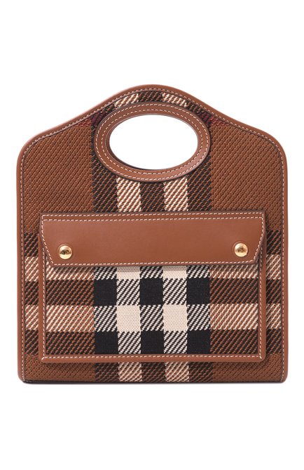 Женская сумка pocket mini BURBERRY коричневого цвета, арт. 8049138 | Фото 1 (Ремень/цепочка: На ремешке; Размер: mini; Драгоценные камни: Проставлено; Материал сплава: Проставлено; Материал: Текстиль)