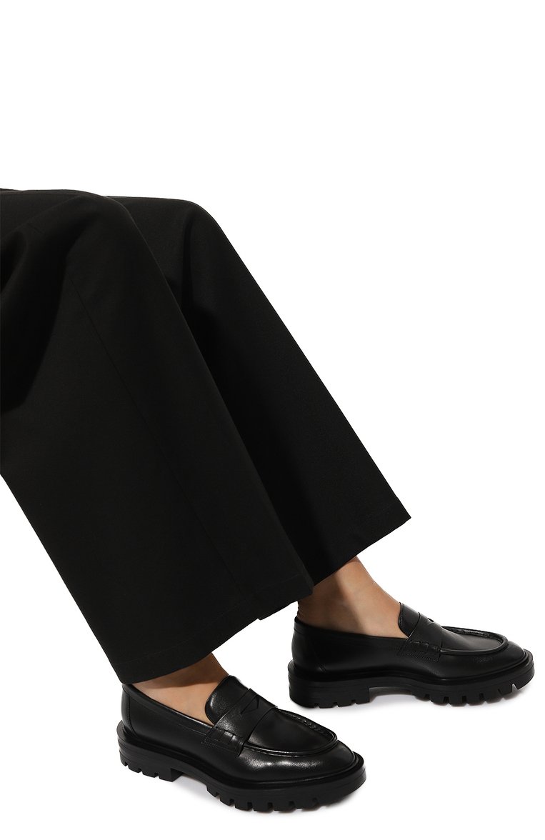 Женские кожаные пенни-лоферы SANTONI черного цвета, арт. WUCU59020NERBLESR85 | Фото 3 (Подошва: Платформа; Материал внутренний: Натуральная кожа; Каблук высота: Низкий; Материал внешний: Натуральная кожа)
