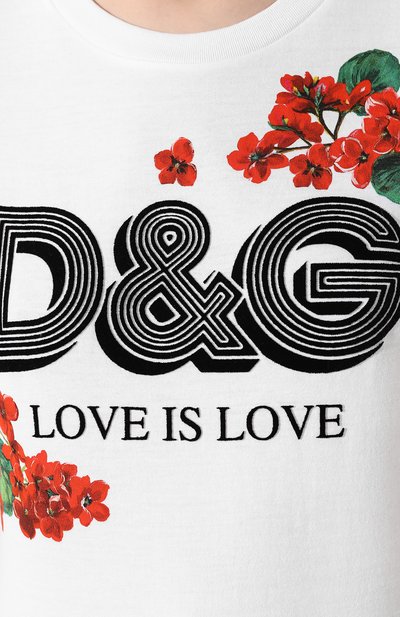 Хлопковая футболка DOLCE & GABBANA белого цвета по цене 58950 руб., арт. F8H32T/G7THN, фото 5 Хлопковая футболка DOLCE & GABBANA, арт. F8H32T/G7THN, фото 5