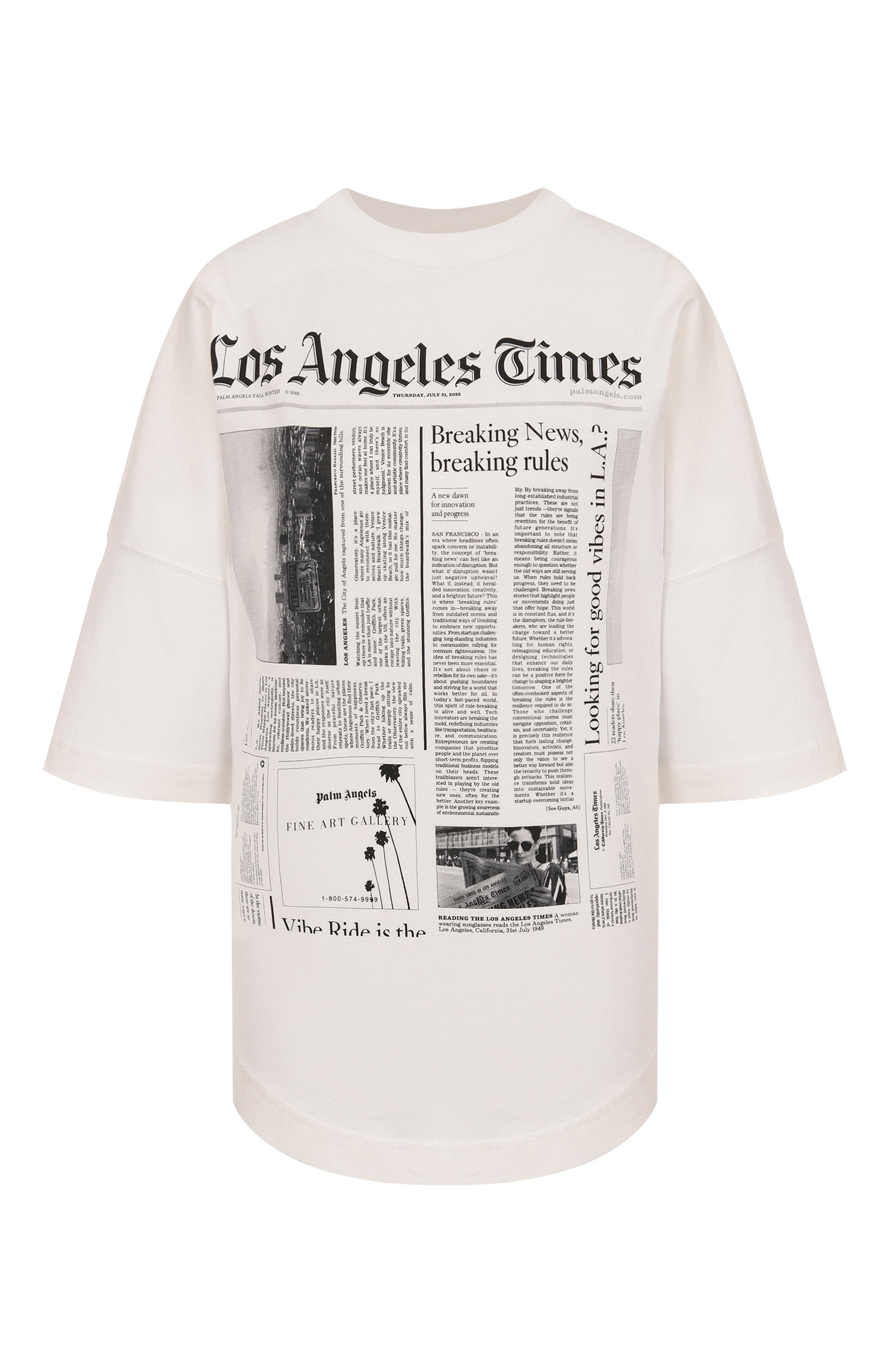 Хлопковая футболка PALM ANGELS, арт. PMAA10BF25JER002, фото 1