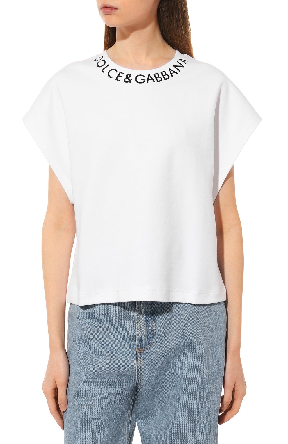 Хлопковая футболка DOLCE & GABBANA белого цвета по цене 56700 руб., арт. F8Q56Z/G7I1N, фото 3 Хлопковая футболка DOLCE & GABBANA, арт. F8Q56Z/G7I1N, фото 3