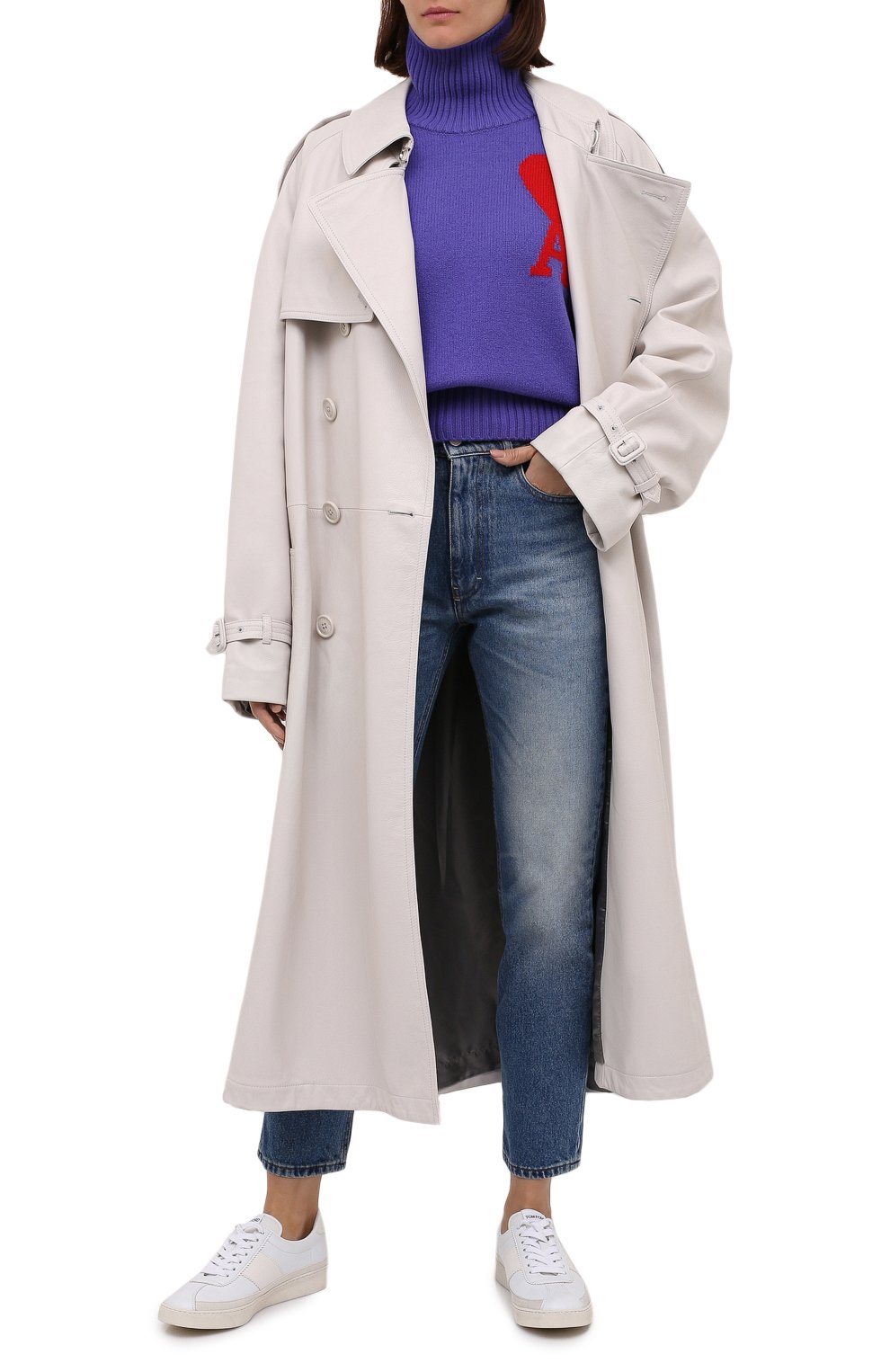 Шерстяной свитер AMI фиолетового цвета по цене 39400 руб., арт. H20FK203.018, фото 2 Шерстяной свитер AMI, арт. H20FK203.018, фото 2