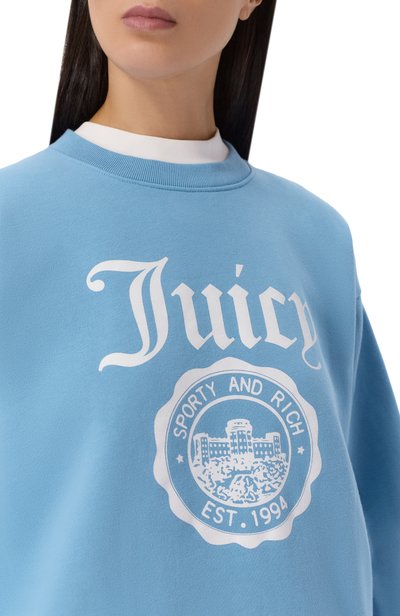 Хлопковый свитшот sporty & rich x juicy couture SPORTY AND RICH, арт. ST098716691BL50/JUICY EMBLEM CREWNECK, фото 5