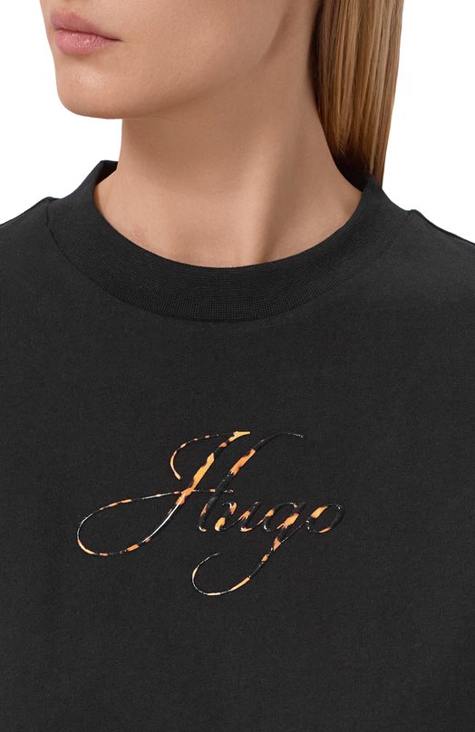 Хлопковая футболка HUGO 50560566 Чёрный  50560566 Фото 5