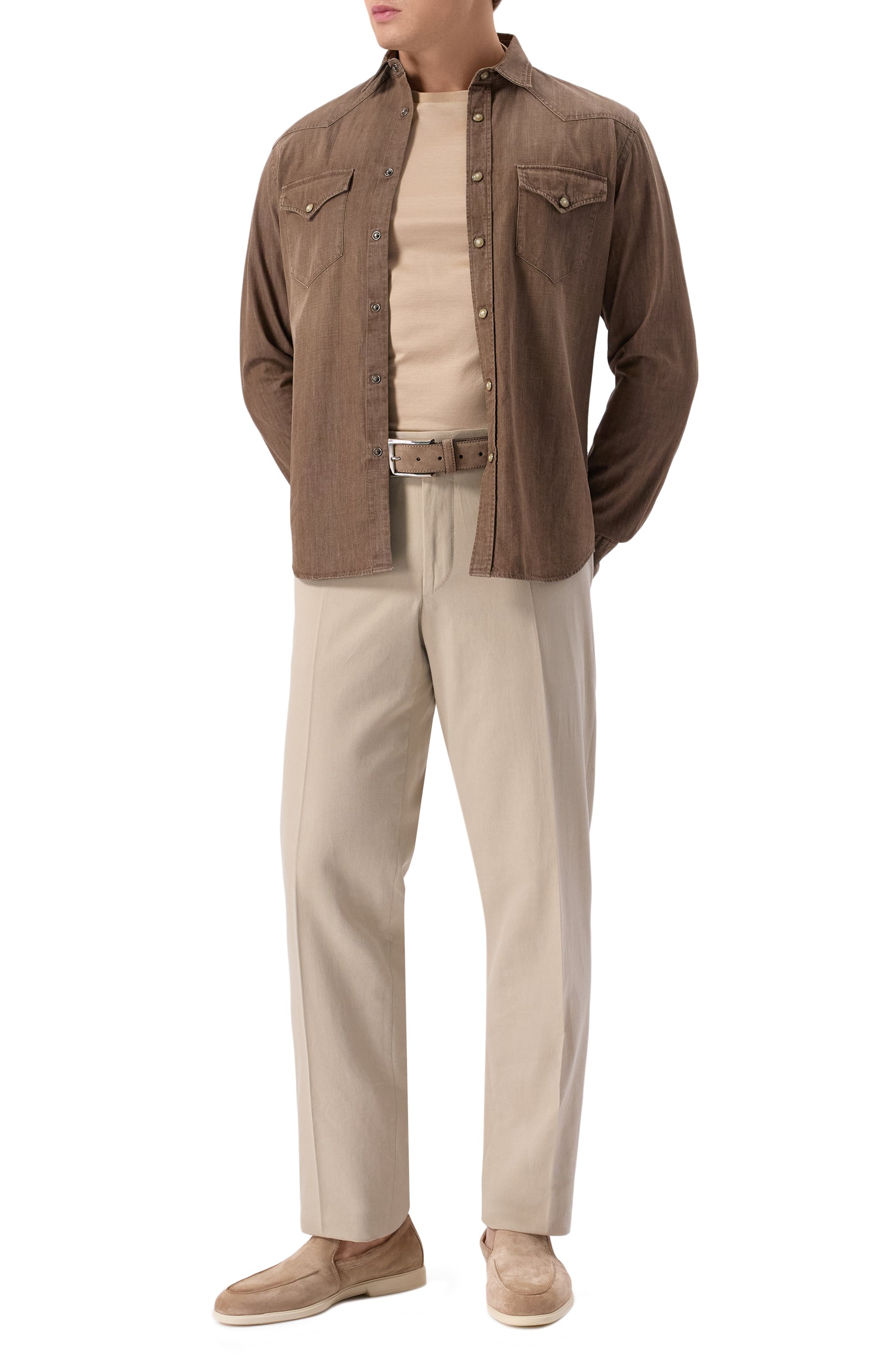 Хлопковая рубашка CANALI коричневого цвета по цене 49100 руб., арт. CSL7066/GJ03491, фото 2 Хлопковая рубашка CANALI, арт. CSL7066/GJ03491, фото 2