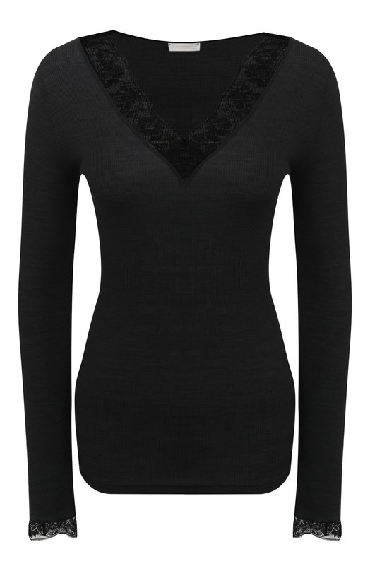 Лонгслив из шерсти и шелка Zimmerli 370-53506 Чёрный 370-53506
