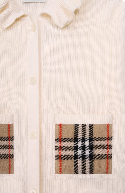 Кардиган из хлопка и шерсти BURBERRY кремового цвета по цене 48700 руб., арт. 8121263, фото 3 Кардиган из хлопка и шерсти BURBERRY, арт. 8121263, фото 3