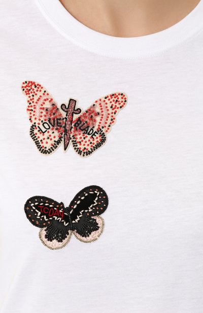 Футболка прямого кроя с отделкой в виде бабочек VALENTINO, арт. PB3MG06U/3P7, фото 5