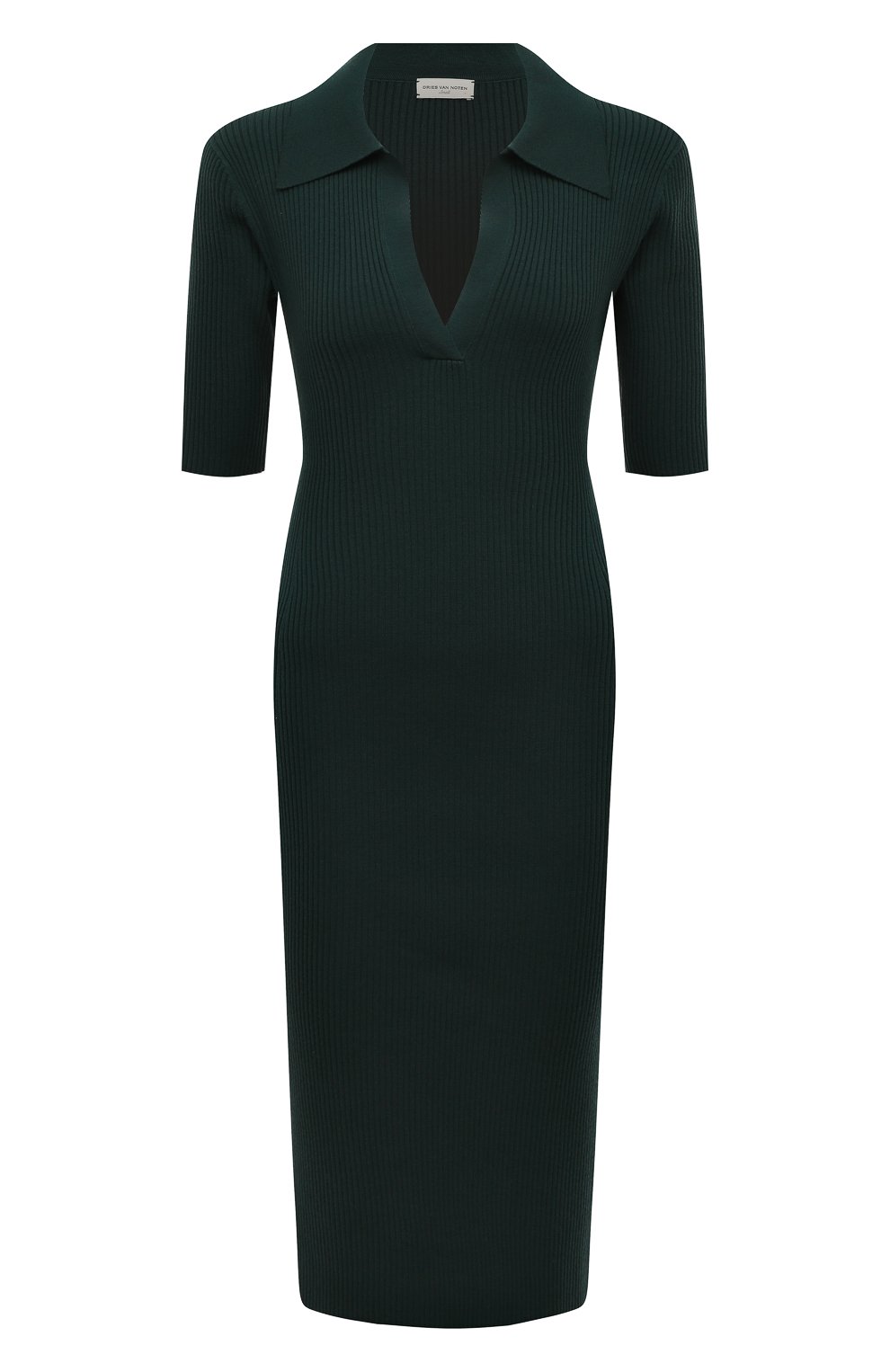 Шерстяное платье DRIES VAN NOTEN темно-зеленого цвета по цене 88400 руб., арт. 222-011262-5715, фото 1 Шерстяное платье DRIES VAN NOTEN, арт. 222-011262-5715, фото 1