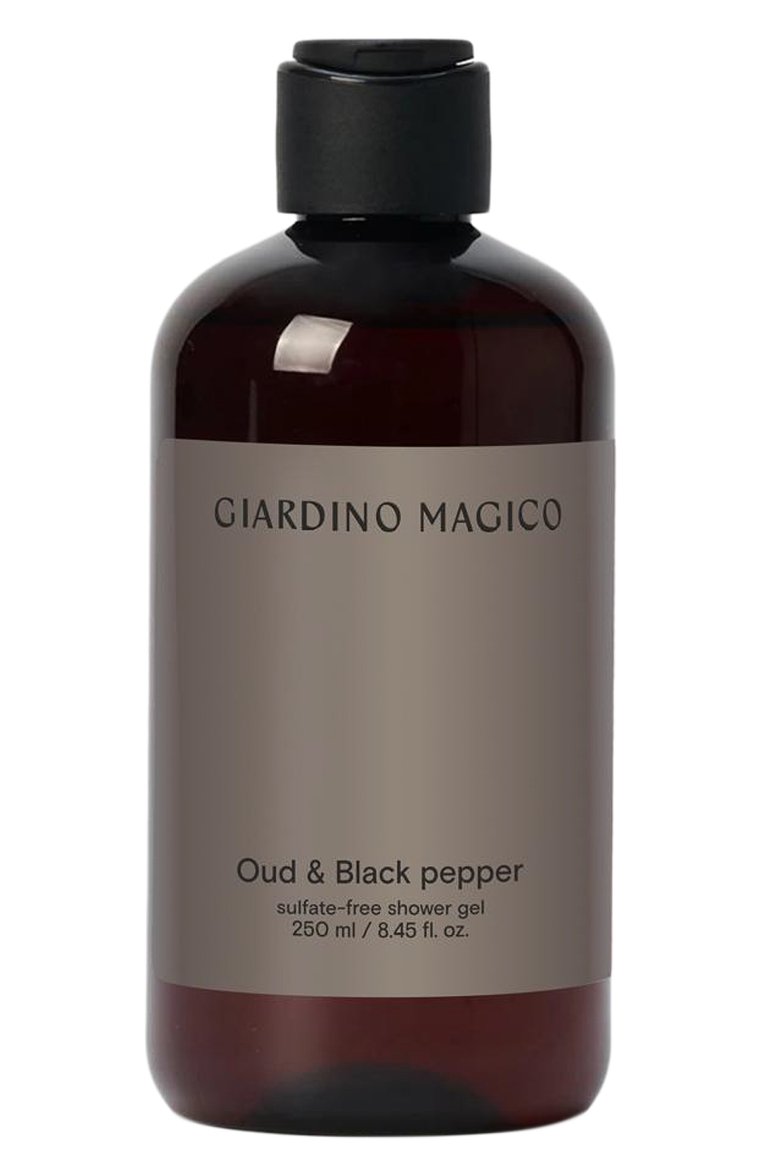 Бессульфатный гель для душа oud & black pepper (250ml) GIARDINO MAGICO бесцветного цвета, арт. 4640200322623 | Фото 1 (Региональные ограничения белый список (Axapta Mercury): Не проставлено; Нос: Не проставлено; Тип продукта: Гели; Назначение: Для тела)