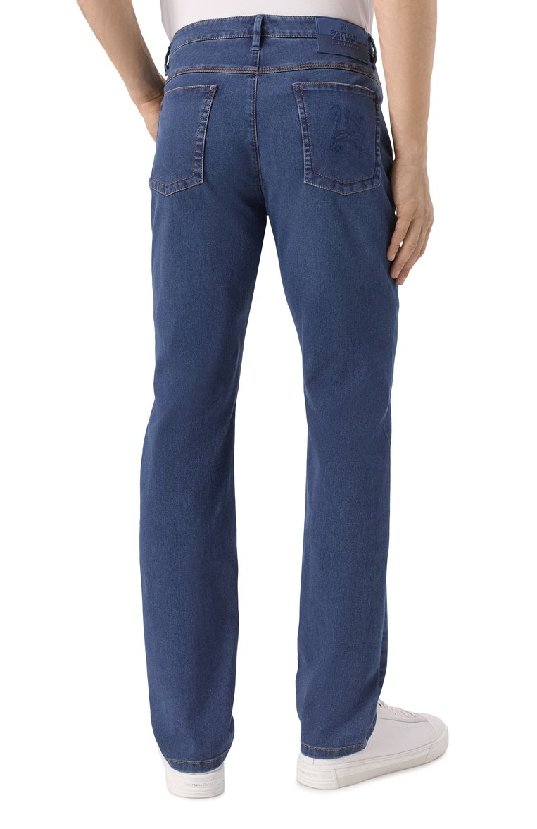 Мужские джинсы slim fit ZILLI синего цвета, арт. J5T002M0440VMADI0 | Фото 4 (Материал внешний: Хлопок, Деним; Длина (брюки, джинсы): Стандартные; Кросс-КТ: Деним; Детали: Делаве; Силуэт М (брюки): Прямые; Стили: Классический; Автоматизация ТО: Проставлено; Автоматизация состава: Проставлено)