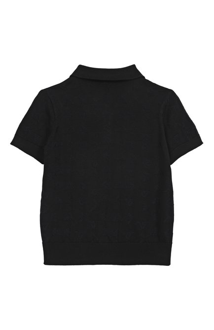 Детское поло из хлопка и вискозы EMPORIO ARMANI темно-синего цвета, арт. EB000287/AF13935 | Фото 2 (Материал внешний: Хлопок, Вискоза; Драгоценные камни: Проставлено; Рукава: Короткие; Материал сплава: Проставлено)