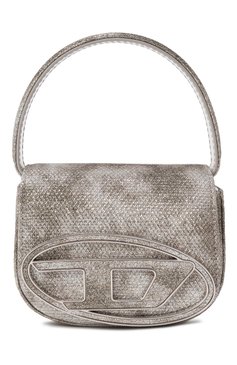 Женская сумка 1dr xs DIESEL серебряного цвета, арт. X08709/P2197 | Фото 1 (Драгоценные камни: Проставлено; Размер: mini; Материал: Текстиль, Экокожа; Ремень/цепочка: На ремешке; Материал сплава: Проставлено)