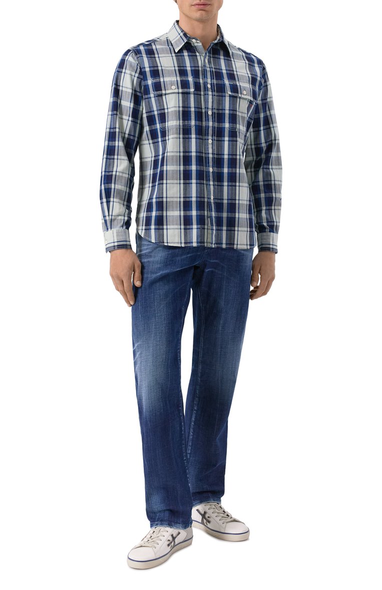 Мужские джинсы 642 DSQUARED2 темно-синего цвета, арт. S71LB1593/S30342 | Фото 2 (Длина (брюки, джинсы): Стандартные; Материал внешний: Хлопок, Деним; Силуэт М (брюки): Прямые; Стили: Повседневный, Streetwear; Кросс-КТ: Деним; Детали: Делаве, Потертости)