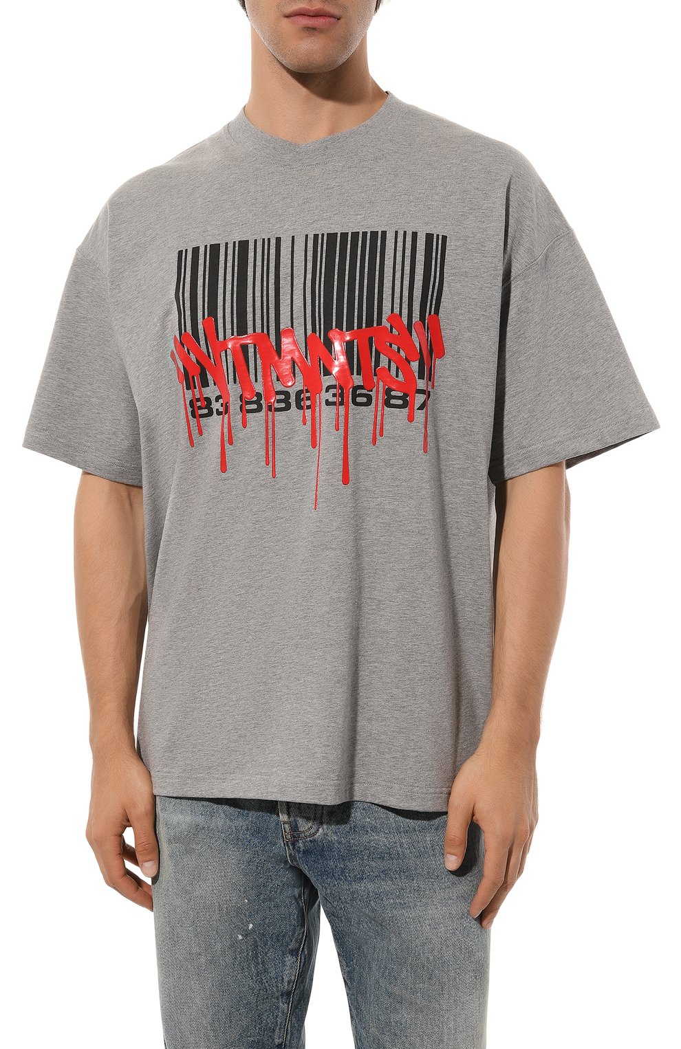 Хлопковая футболка VTMNTS серого цвета по цене 38700 руб., арт. VL18TR400G, фото 6 Хлопковая футболка VTMNTS, арт. VL18TR400G, фото 6