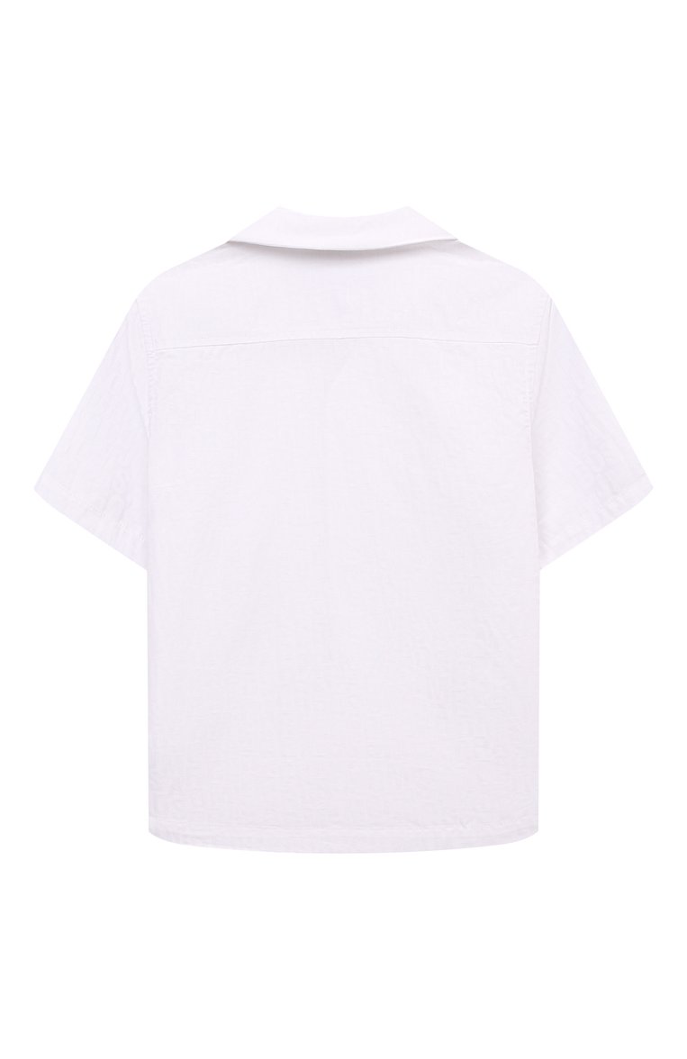 Детское хлопковая рубашка MARC JACOBS (THE) белого цвета, арт. W60218/2A-5A | Фото 2 (Рукава: Короткие; Материал внешний: Хлопок; Случай: Повседневный; Девочки-школьная форма: Блузки; Ростовка одежда: 3 года | 98 см, 4 года | 104 см)