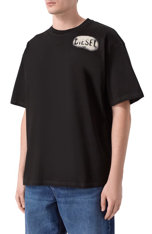Хлопковая футболка Diesel A19981/0QIAM Чёрный  A19981/0QIAM Фото 3