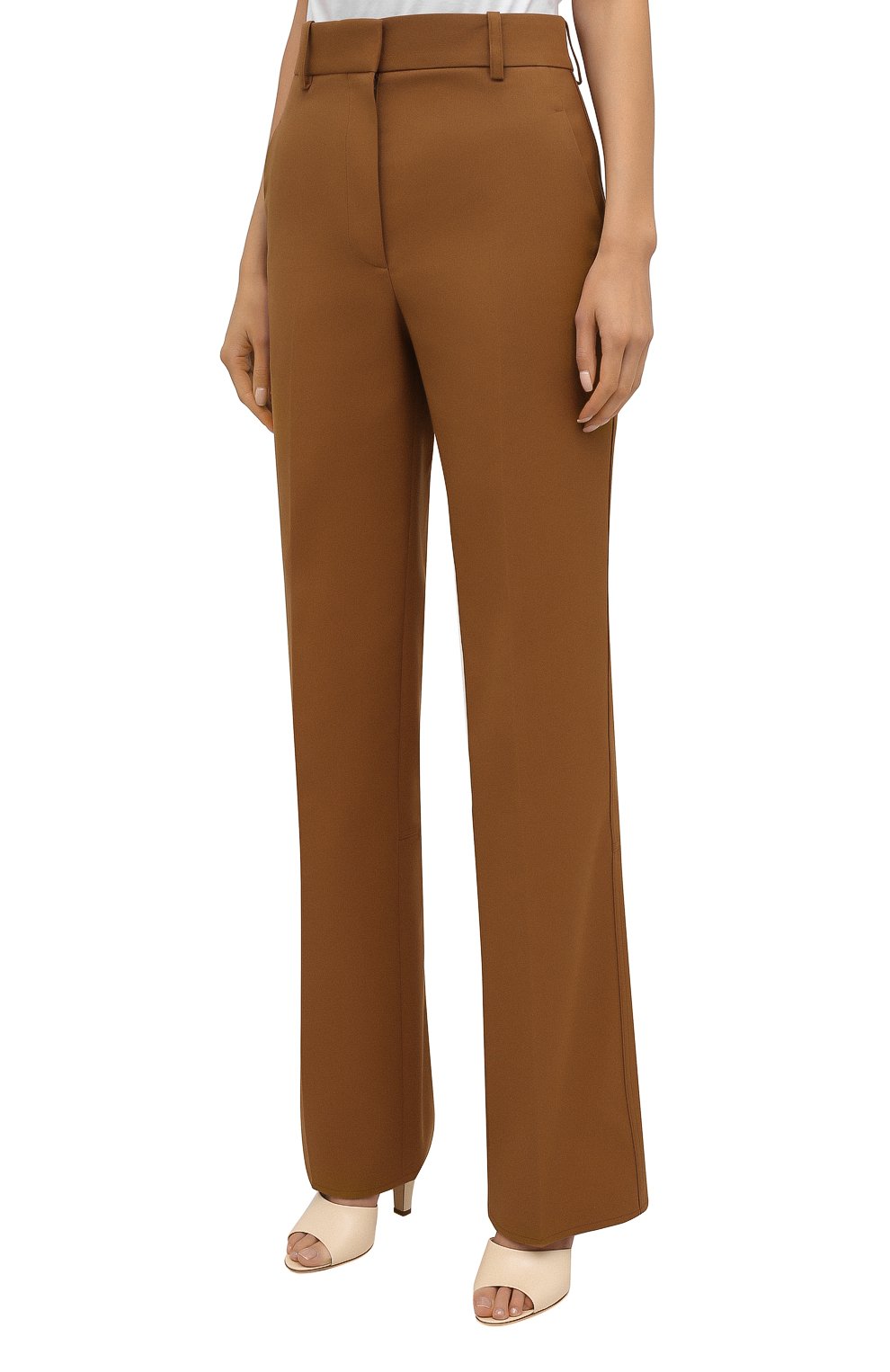 Хлопковые брюки VICTORIA BECKHAM коричневого цвета по цене 89950 руб., арт. 1221WTR002664D, фото 3 Хлопковые брюки VICTORIA BECKHAM, арт. 1221WTR002664D, фото 3