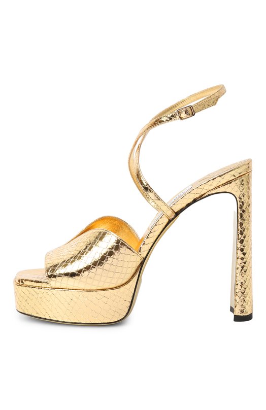 Кожаные босоножки Karli Platform 125 Jimmy Choo KARLIPF125WAP Золотой  KARLIPF125WAP Фото 4