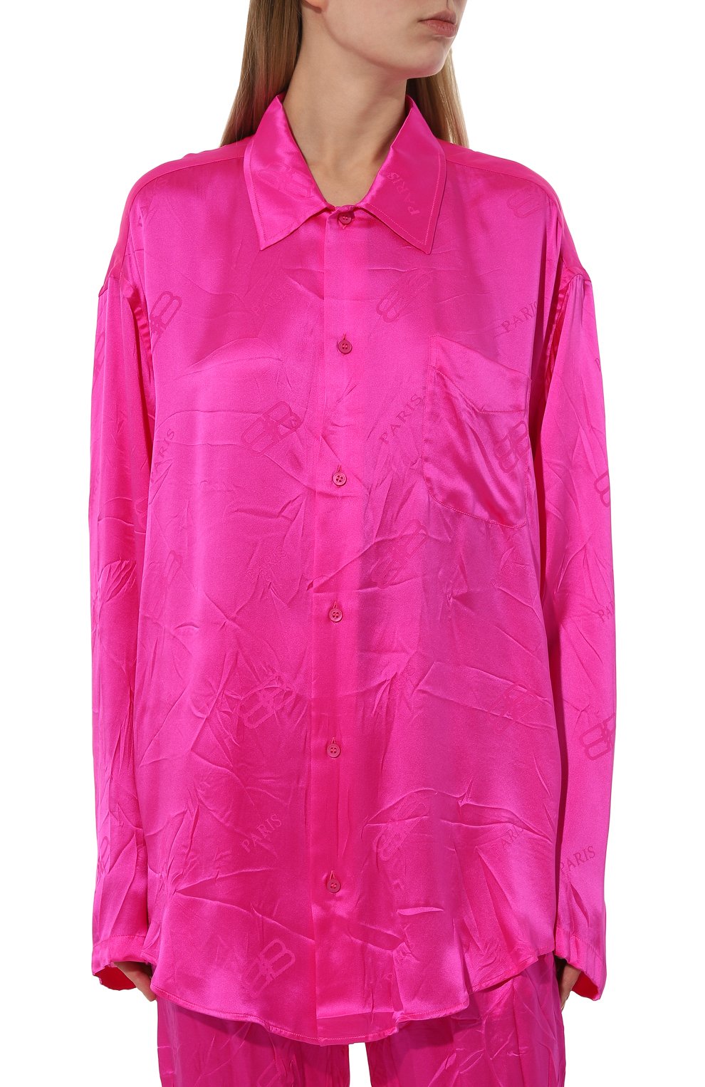Рубашка из вискозы BALENCIAGA розового цвета по цене 218500 руб., арт. 681631/T0N03, фото 3 Рубашка из вискозы BALENCIAGA, арт. 681631/T0N03, фото 3