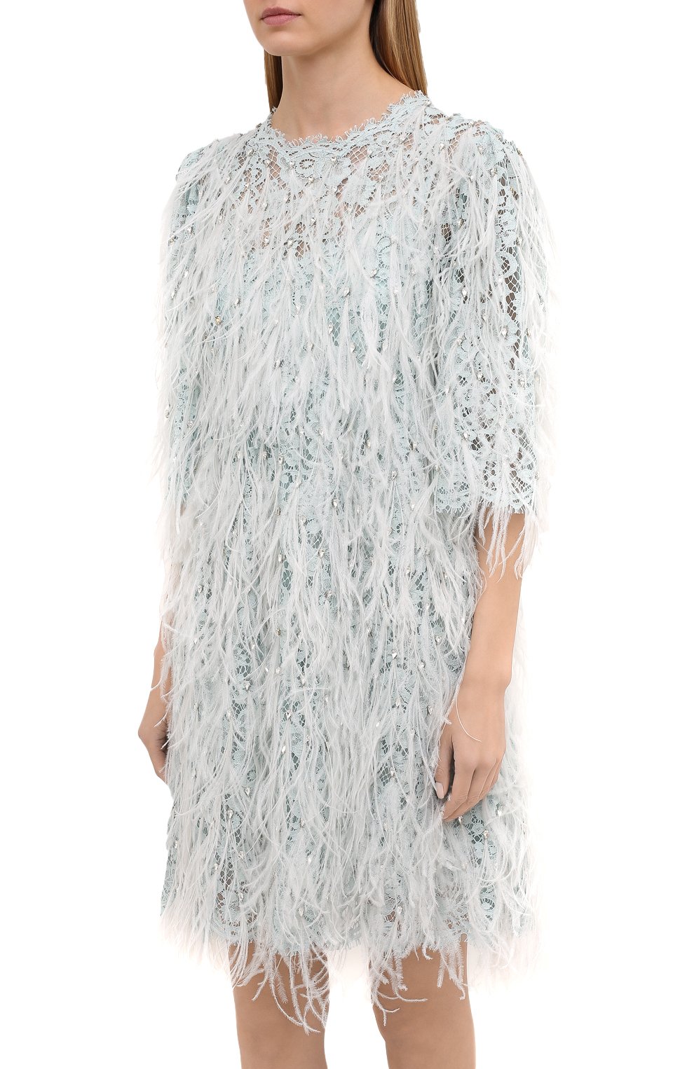 Платье с отделкой перьями DOLCE & GABBANA, арт. F6I7UZ/GD0G8, фото 3