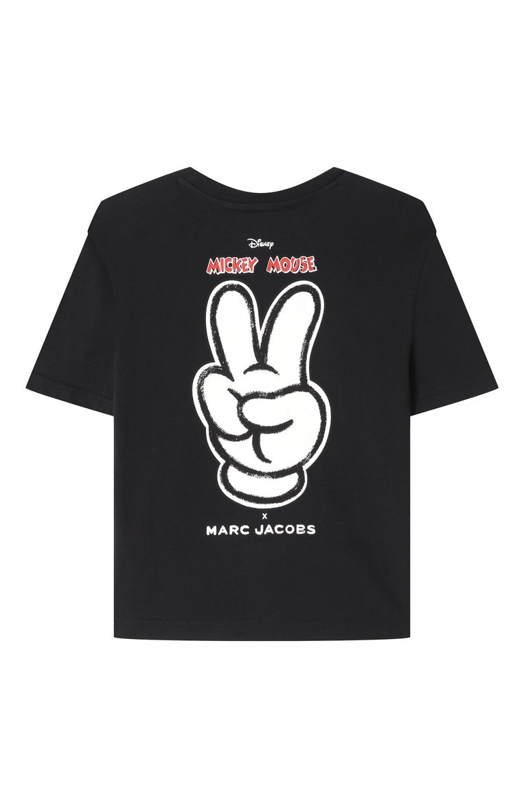 Детская хлопковая футболка MARC JACOBS (THE) черного цвета, арт. W60447 | Фото 2 (Материал внешний: Хлопок; Рукава: Короткие; Мальчики Кросс-КТ: Футболка-одежда; Тематический товар: Disney; Ростовка одежда: 3 года | 98 см, 4 года | 104 см, 5 лет | 110 см, 12 лет | 152 см, 7 лет | 122 см, 9 лет | 134 см, 13 - 15 лет | 158 см, 2 года | 92 см)