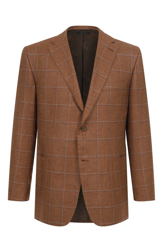 Пиджак из шелка и кашемира Brioni RG0D0P-PC40G Коричневый RG0D0P-PC40G